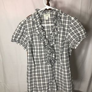 Ann Taylor Loft Plaid Blouse Lg